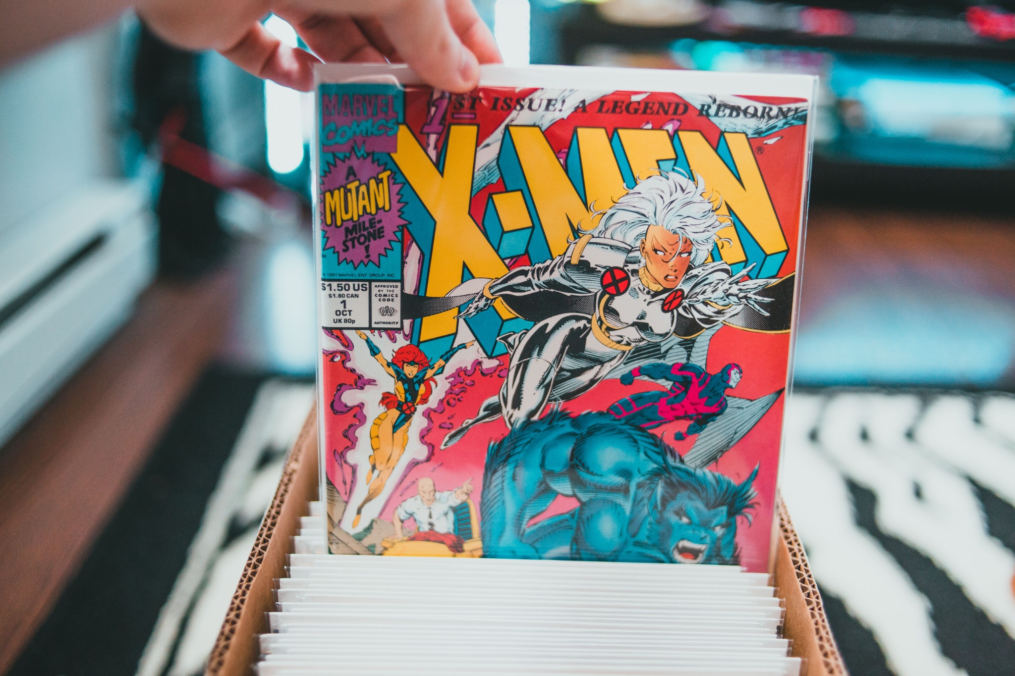 Comic books arranged as visual reading material